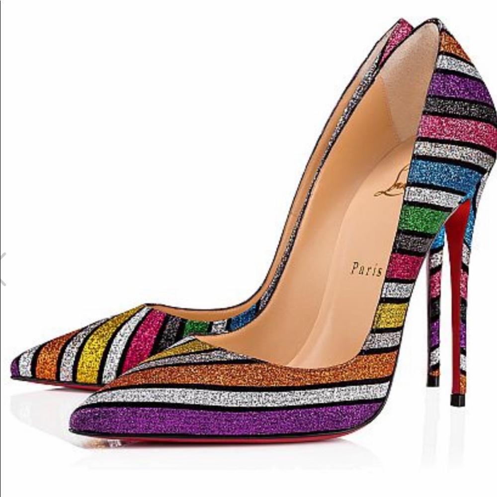 Christian Louboutin Strippy Glitter So Kate Pump